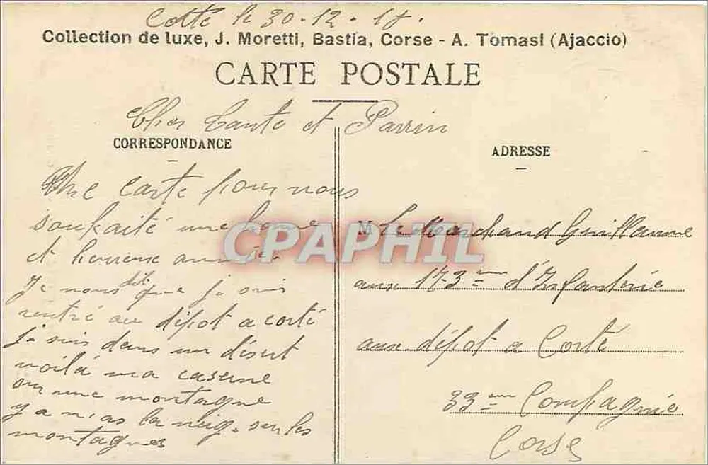Corte (Córsega) — A Cidadela — J. Moretti, n° 197 - Verso