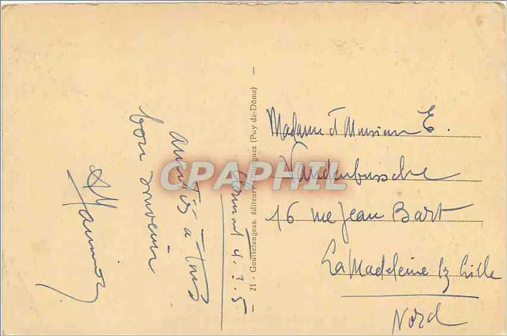 Le Puy-de-Dôme (altitude 1465 m.) — L'Auvergne — Editor G.d'O - Verso