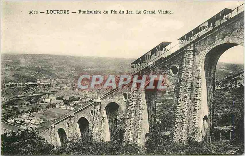 Lourdes — Funiculaire du Pic du Jer. Le Grand Viaduc — n° 3672 - Recto