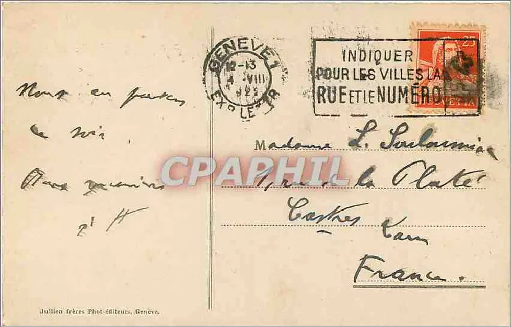 Lac Léman — Dampfschiff « La Stassse » und Dent du Midi — J.J. 6615 - Rückseite