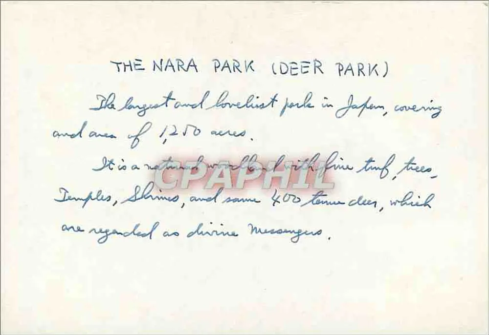 Parque de Nara (Parque dos cervos) — Japão — editor desconhecido - Verso