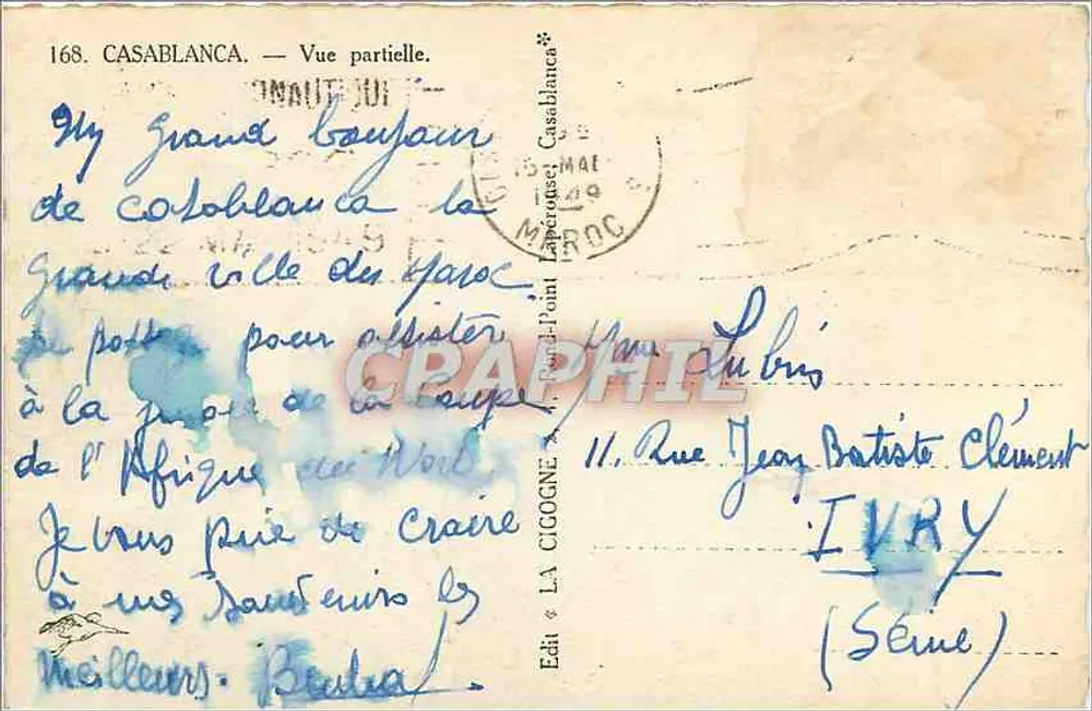 Casablanca — Częściowy widok — Wyd. & La Cigogne - Rewers