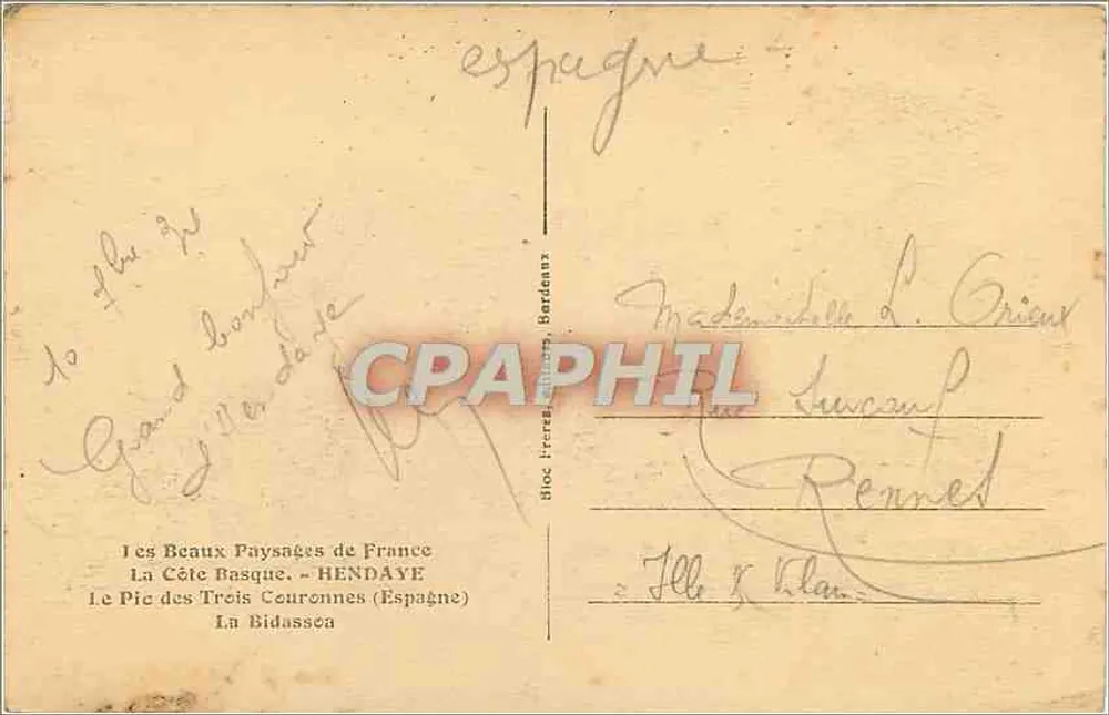 La Bidassaea — Der Gipfel der Drei Kronen (Spanien) — Block I der Schönen Landschaften Frankreichs, Hendaye - Rückseite