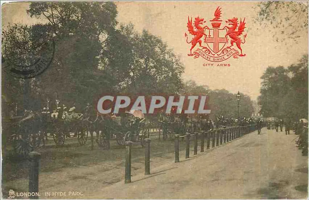 Londres, no Hyde Park — cerimônia militar — Tuck's Post Card, série 2173 - Frente