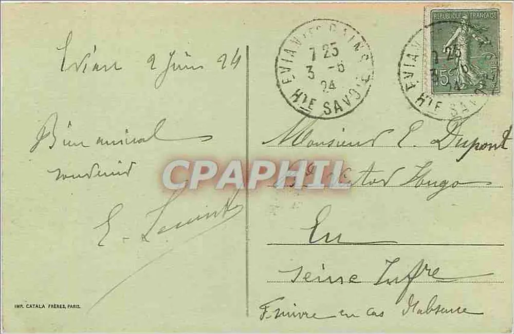 Évian-les-Bains — Quai Baron de Blonay — S. F. Lux - Verso