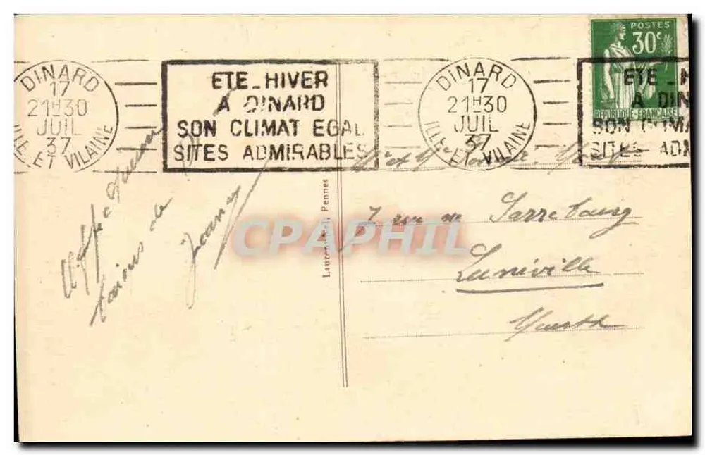 Dinard - A Praia sob Tempestade — Costa da Esmeralda, série 3816 - Verso