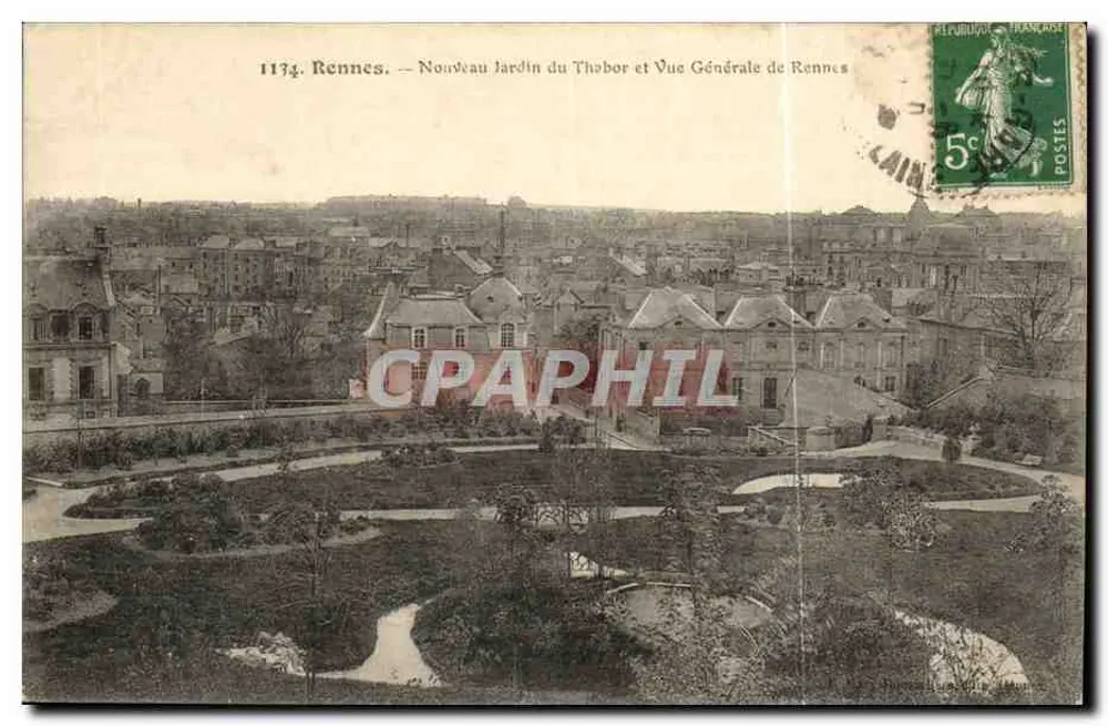 Rennes — Ansicht des neuen Thabor-Gartens und allgemeine Ansicht von Rennes — Verleger: C. Lain - Vorderseite
