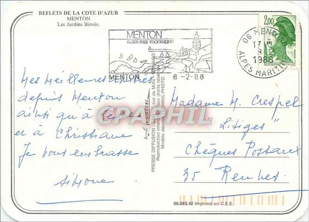 Menton — Les Jardins Biovès — Presses Diffusion - Verso