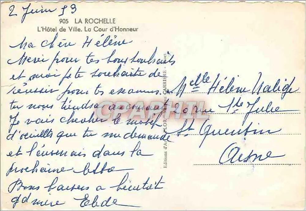 La Rochelle — Das Rathaus. Die Cour d'Honneur — Éditions d'Art Flor - Rückseite