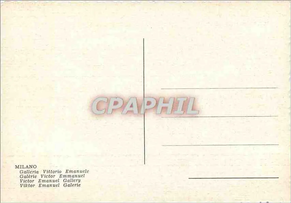 Milan — Galleria Vittorio Emanuele II — unknown publisher - Back