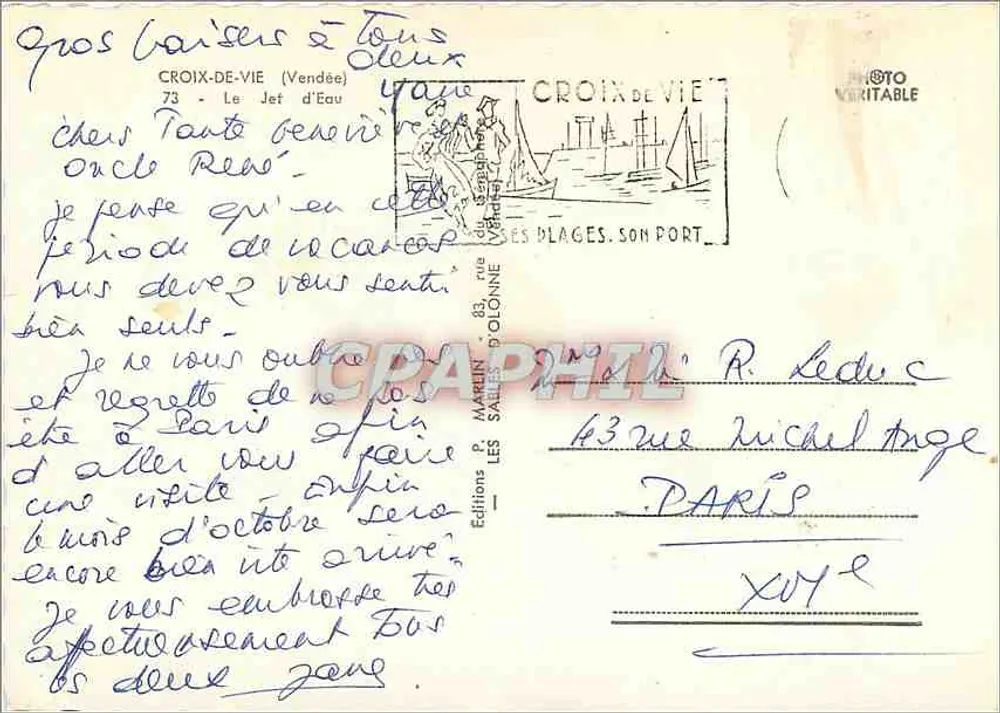 Croix-de-Vie — O Jato d'Água — Edições P. Martin - Verso