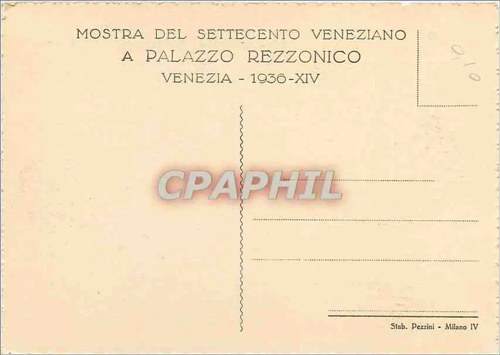 Vénétie - Exposition du XVIIe siècle à Palazzo Rezzonico - 1936-XIV - P. Longhi - Studio du peintre - phot. Fiorenfini - Verso