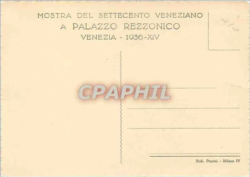 G.B. Tiepolo - Detail der Nuptialallegorie — phot. Fiorentini — Ausstellung Palazzo Rezzonico Venedig 1936 - Rückseite