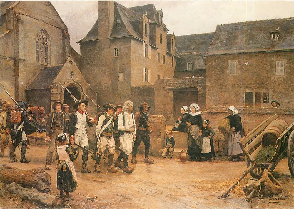 Os revoltados de Fouesnant levados a Quimper pela Guarda Nacional em 1792 — Jules Girardet — Museu de Belas Artes de Quimper - Frente