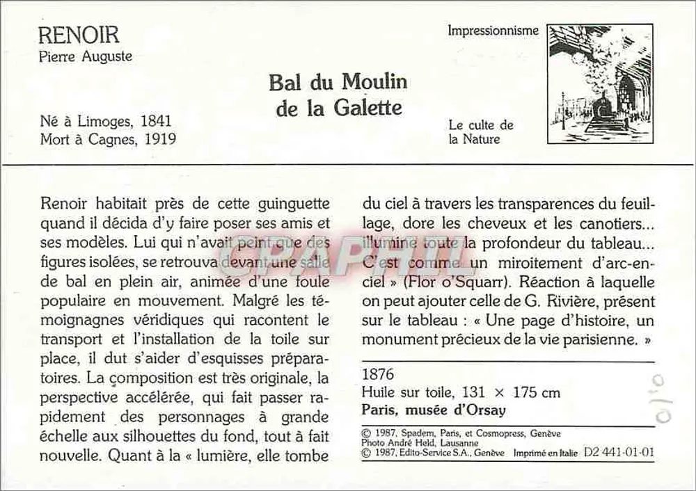 Bal du Moulin de la Galette — Impressionnisme — Spadem, Paris, et Cosmopress, Genève - Verso