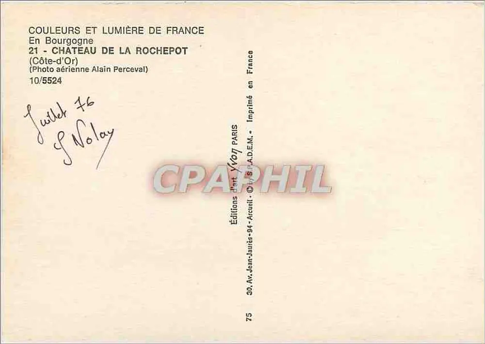 Castelo de La Roche pot — Côte-d'Or — Éditions Yvon - Verso