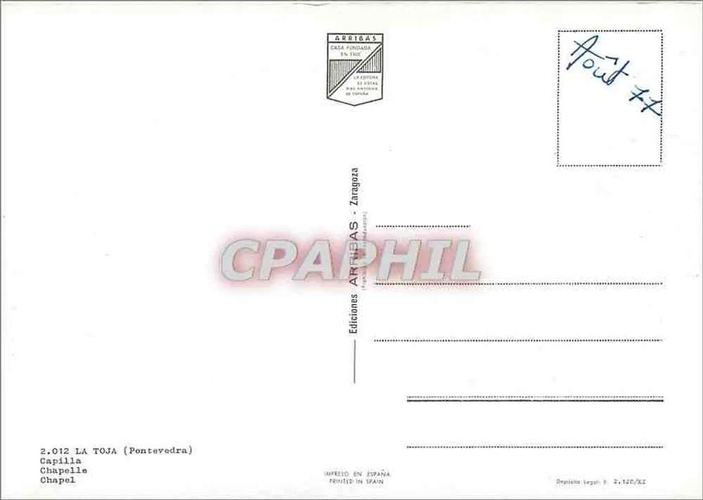 कैपिला डे ला टोज़ा — पोंटेवेड्रा — एडिशन्स आर्टिएस - पीछे