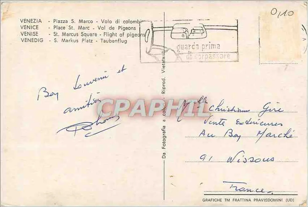 Veneza - Piazza San Marco - voo de pombos — GRAFICHE TM FRATTINA, PRAVISDOMINI (UD) - Verso