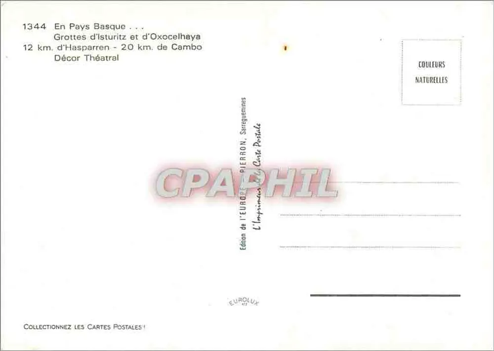 Grotas de Isturitz e Oxocelhaya — País Basco — Edição da Europa Pierron - Verso