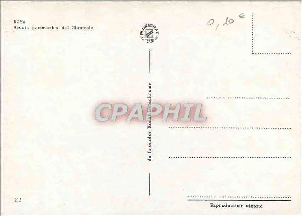 Roma — vista panorâmica desde Gianicolo — Plurigrave Terni n°213 - Verso