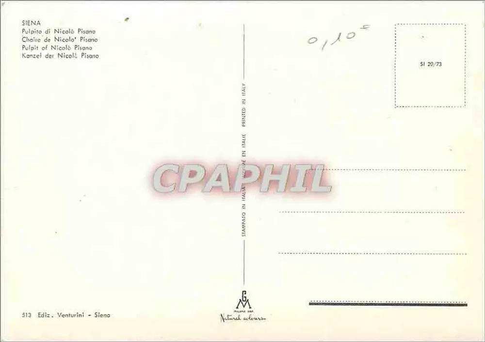 सिएना — निकोला पिसानो के पल्पिट — प्रकाशक वेंटुरिनी, संख्या 513 - पीछे