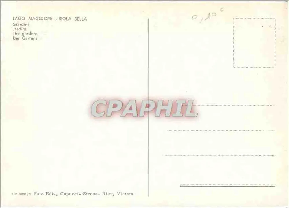 Gardens of Isola Bella — Lago Maggiore — Publisher Capucci, Stresa - Back
