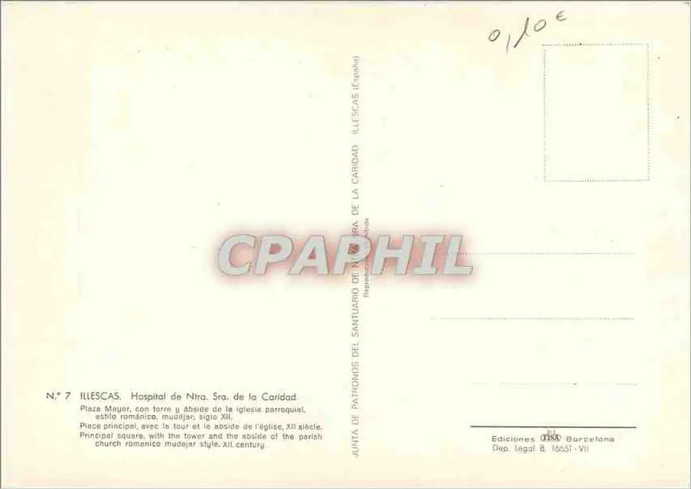 Illescas — Plaza Mayor mit der Pfarrkirche und ihrem Turm — Éditions 1960, n°7 - Rückseite