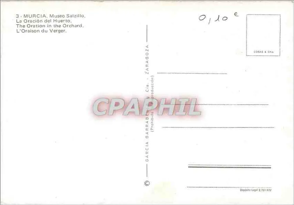 Murcia, Museo Salzillo — Die Gebet im Garten, religiöse Arbeit — Garcia Garraza, ZARAGOZA (Produktion) - Rückseite