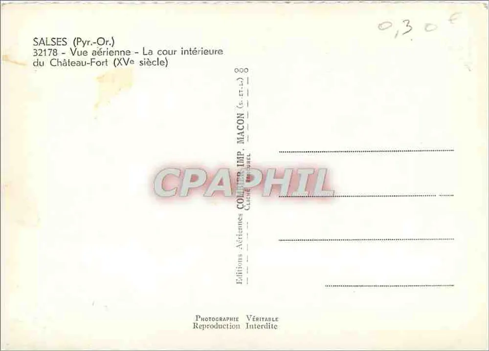 Salses (Pyr.-Or.) — Vue aérienne — La cour intérieure du Château-Fort (XVe siècle) — Éditions Anciennes COMPIÈGNES - Rückseite
