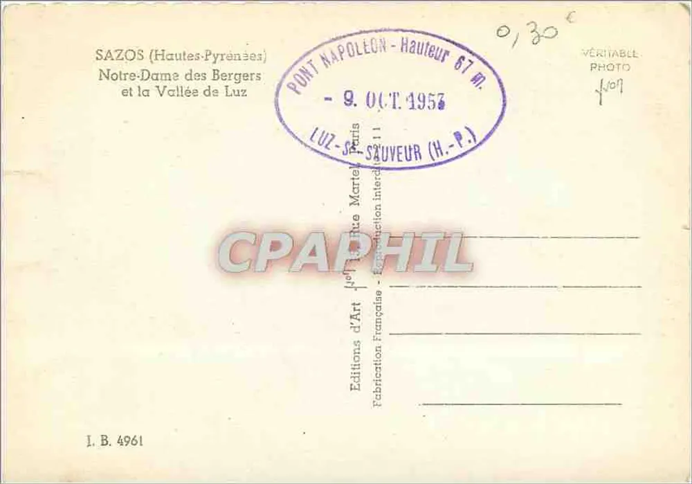 Sazos (Hautes-Pyrénées) — Notre-Dame des Bergers und das Tal von Luz — Editions d'Art - Rückseite