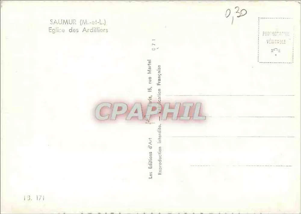 Saumur (M.-et-L.) — Église des Ardilliers — Éditions d'Art Martel - Verso