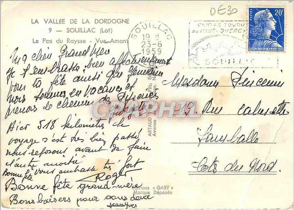 La Vallée de la Dordogne — Uitzicht stroomopwaarts — Uitgaven « Gaby » - Achterkant