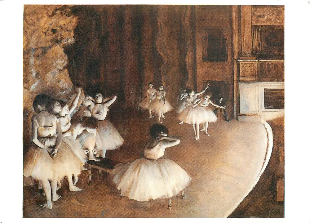 무대에서의 발레 연습 — 1874 — 오르세 미술관, 파리 - 앞면