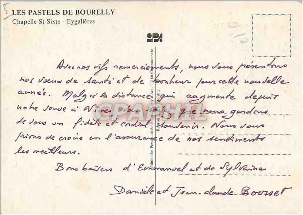 Chapelle Saint-Sixte - Eygalières — Les Pastels de Bourelly, éditeur - Verso