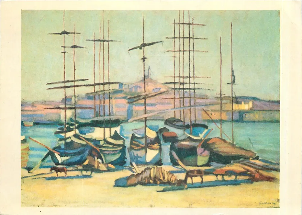 마르세유 항구 — 항해선들의 풍경 — 찰스 카무앙 (1879-1965) — 국립복권 출판사, Y 시리즈 - 앞면