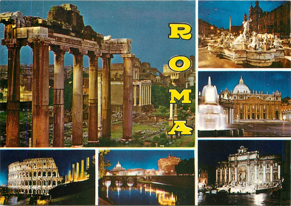 Roma — vista noturna dos monumentos — Flurigraf Terni - Frente