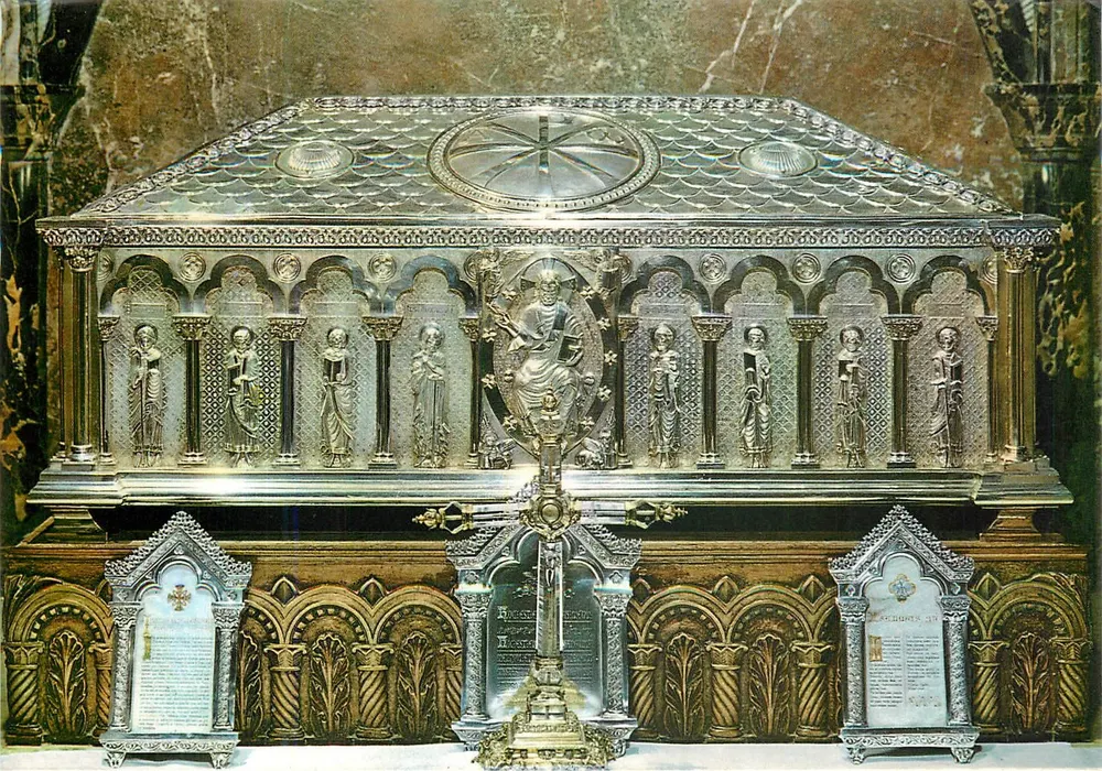 Santiago de Compostela — Kathedrale, Arca de Plata mit der Reliquie des Apostels — Éditions A. BÉRIBAS, Zaragoza - Vorderseite