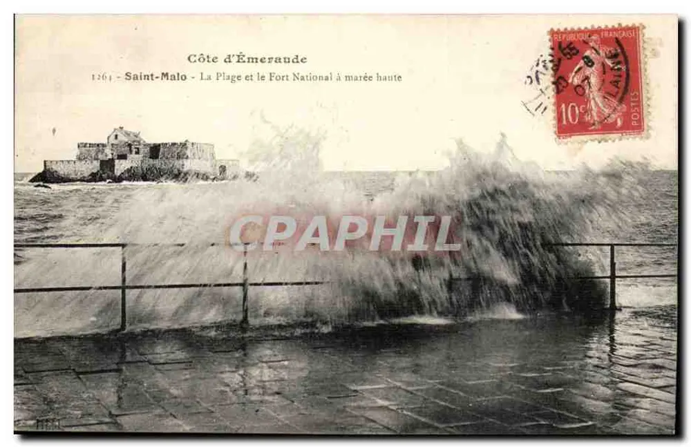 Saint-Malo - Die Strandpromenade und der Nationale Festung bei Flut — Côte d'Émeraude, n°1261 - Vorderseite