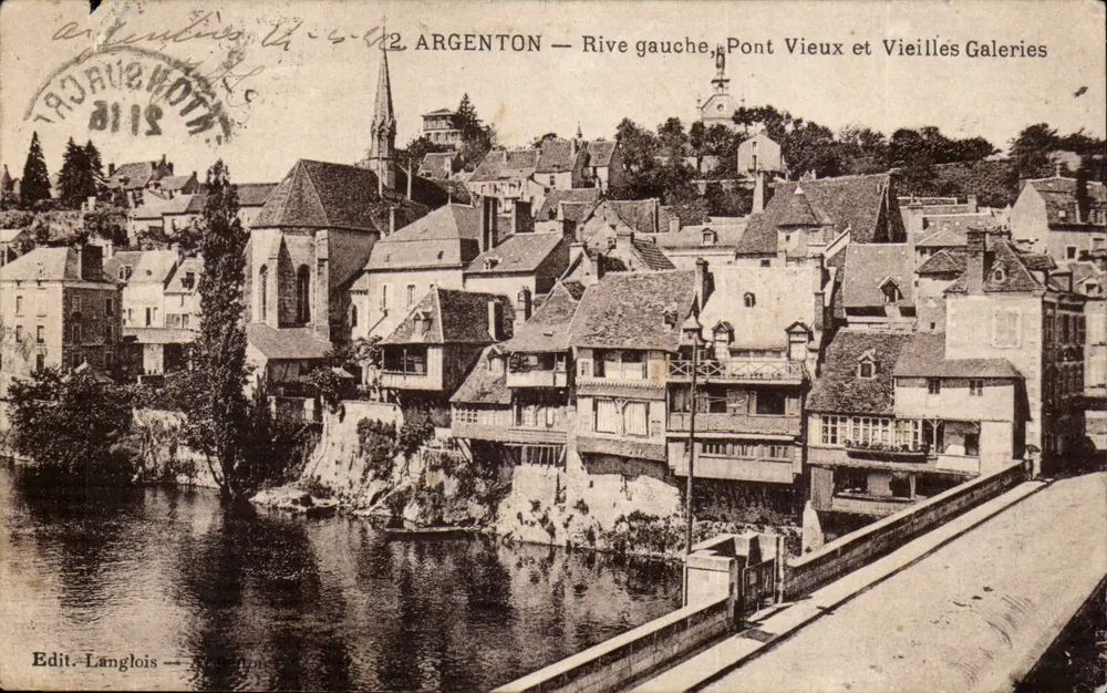 Argenton — Linker Ufer, Alte Brücke und Alte Galerien — Verlag Langlois - Vorderseite