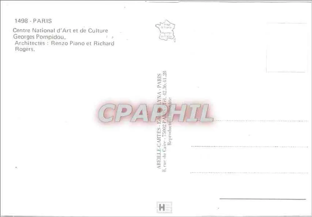 Das Centre Pompidou — Paris — Verlag ABBELLE-CARTES - Rückseite