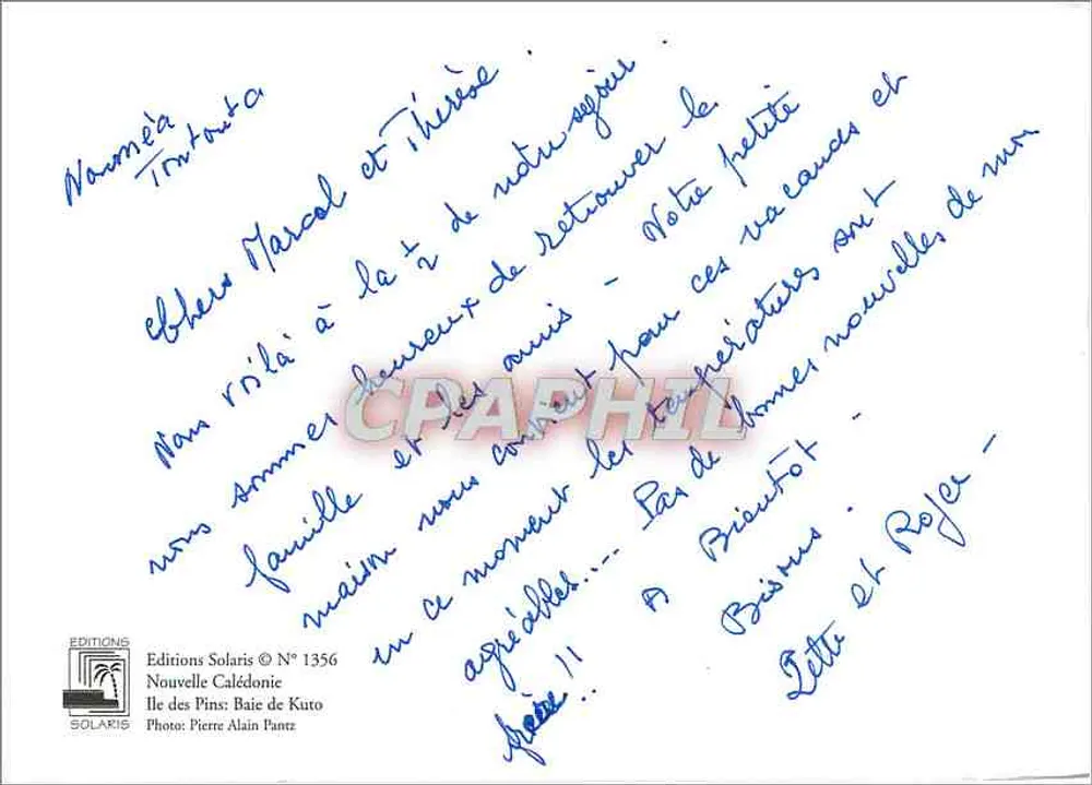 Ilha dos Pinhos — vista de praia com palmeiras — Edições Solaris n°1356 - Verso
