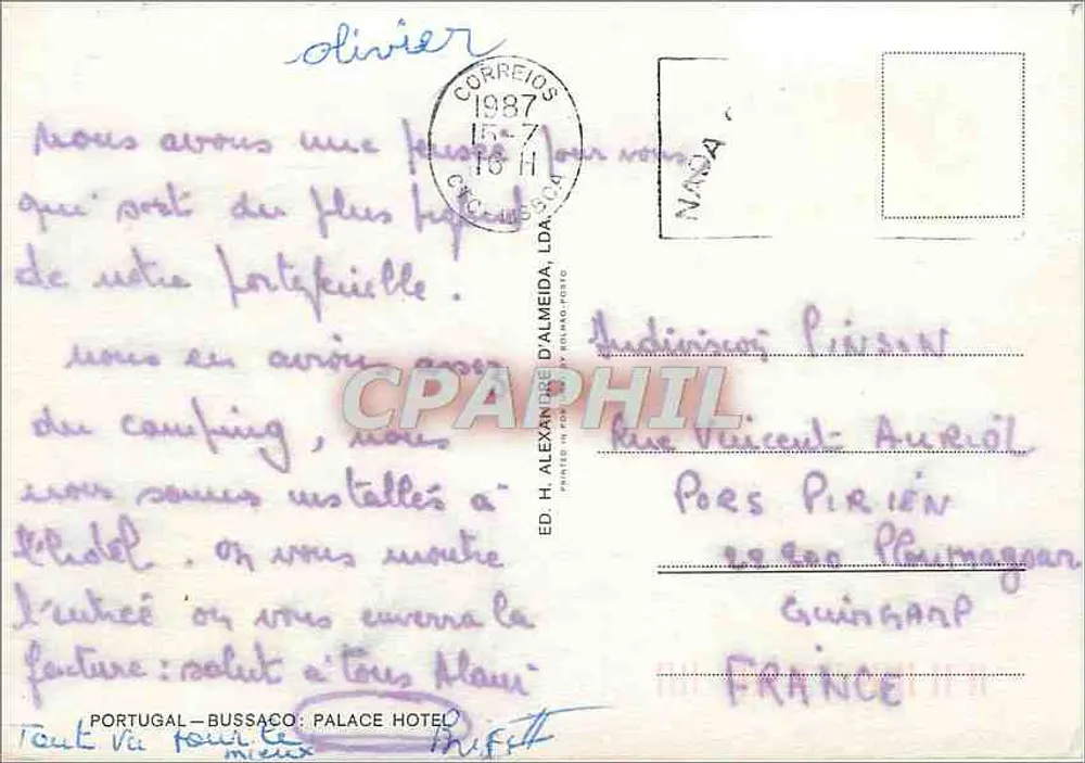 Portugal-Bussaco — Hotel Palácio — Éd. H. Alexandre d'Almeida, LDA - Verso
