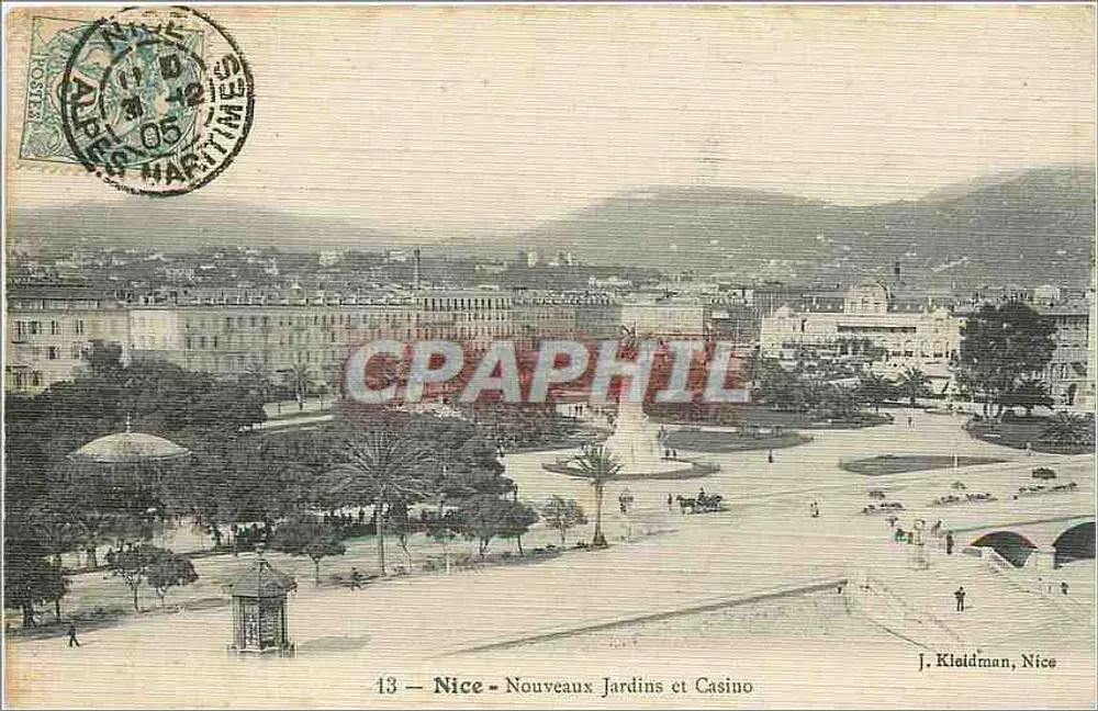 Nice - Neue Gärten und Casino — J. Kleidman, Nice, n°13 - Vorderseite