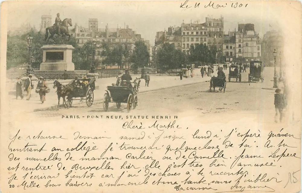 Paris - Ponte Novo, Estátua de Henrique IV — editor desconhecido, n° de série 20 - Frente