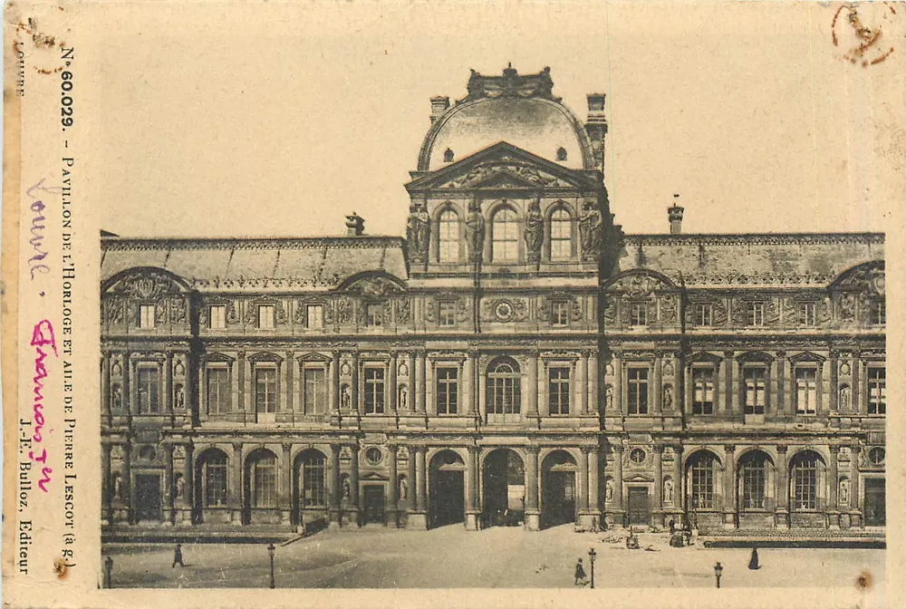 Pavilhão da Hora e asa de Pierre Lescot — Louvre — J.-F. Bulloz, Editor (n° 60.029) - Frente