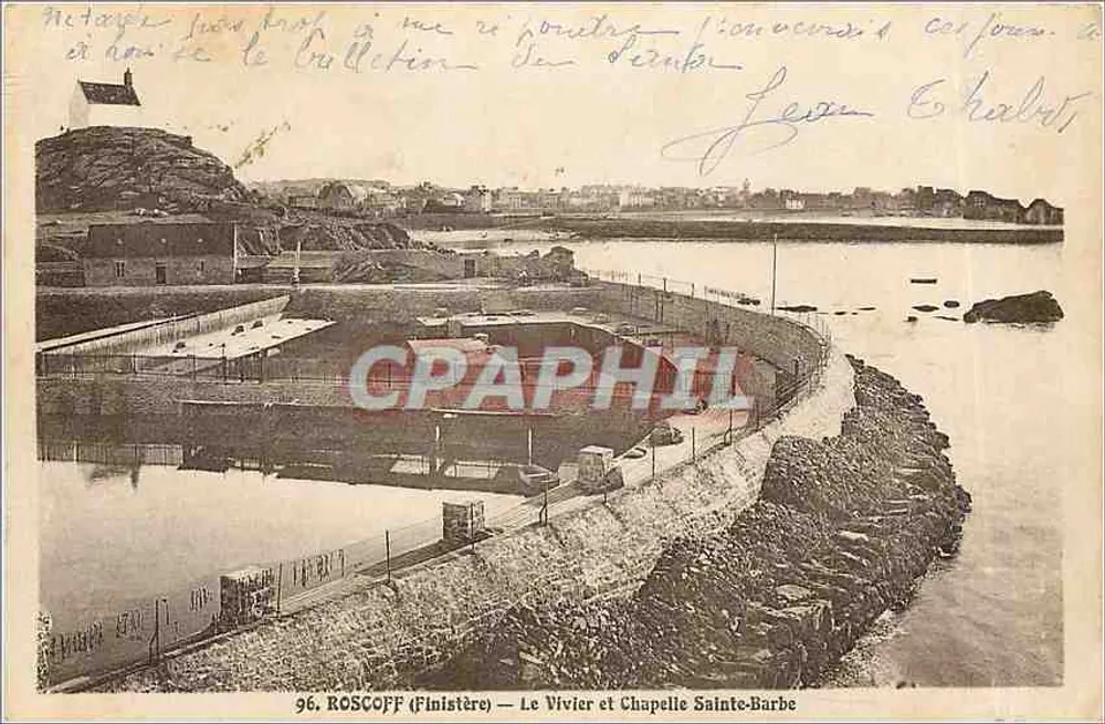 Roscoff (Finistère) — Der Fischteich und die Kapelle Sainte-Barbe - Vorderseite