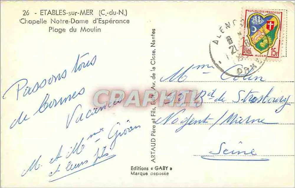 Étables-sur-Mer — Kapelle Notre-Dame d'Espérance, Strand des Moulin — Editions Gaby - Rückseite