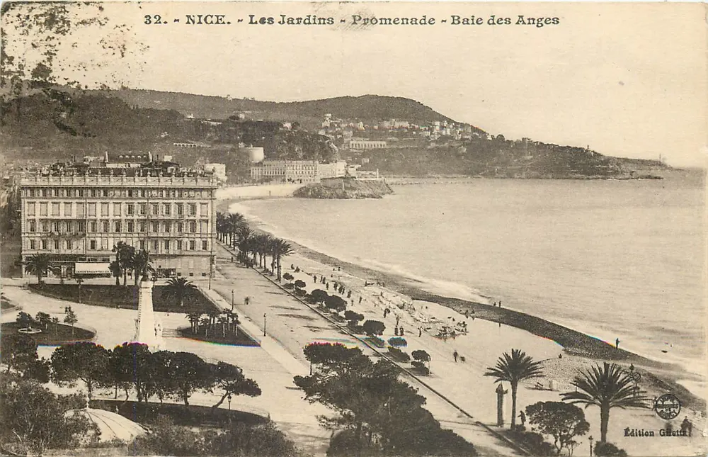 Nice - I Giardini - Promenade - Baia degli Angeli — Edizione Gueitn, n°32 - Recto