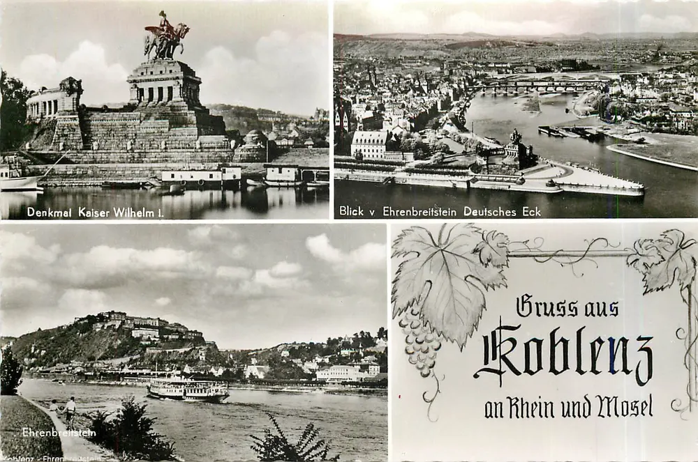 Koblenz — Denkmal für Kaiser Wilhelm I. und Überblick — Verlag Albert Noël, n° 142 - Vorderseite