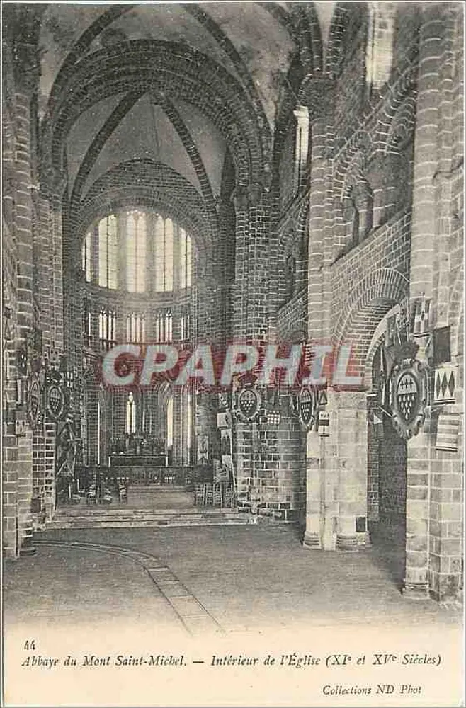 Abbaye du Mont Saint-Michel — Intérieur de l'Église (XIe et XVe Siècles) — Collections ND Phot, n°44 - Recto